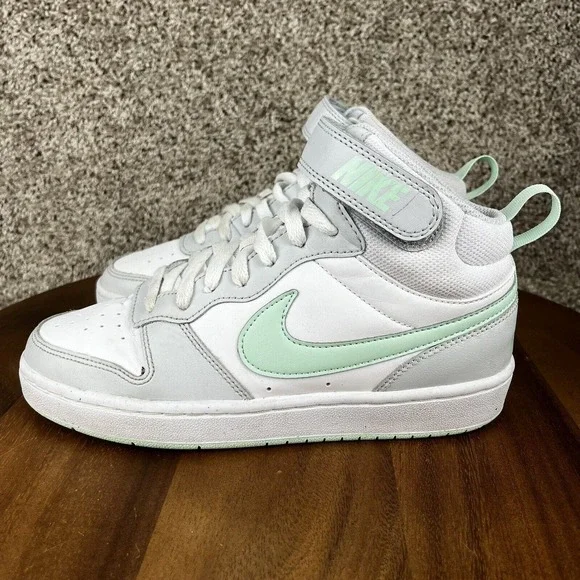 Nike Court Borough 2 High Top Sneaker Pure Platinum Mint Size 5Y Shoe CD7782-011 - Picture 4 of 11